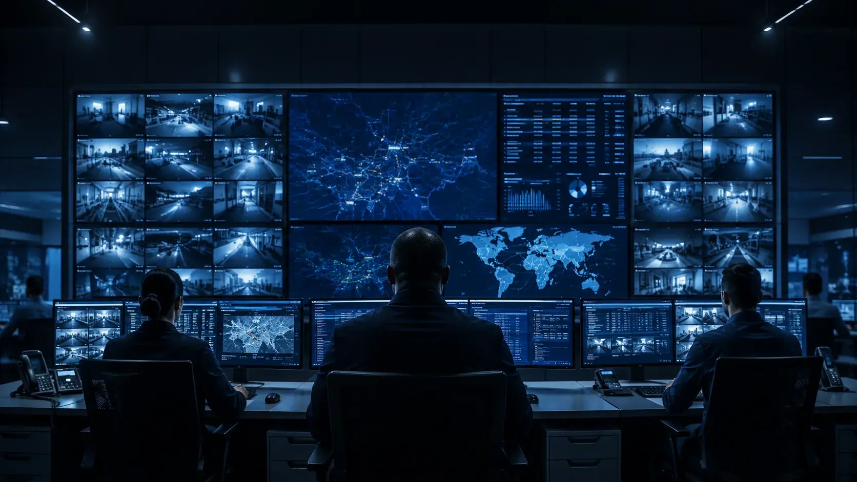 Aegis engineers monitoring an integrated security operations center